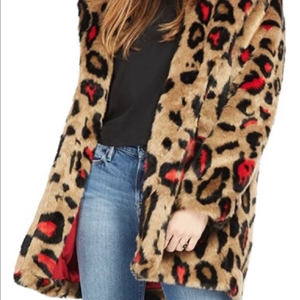 Apparis Faux Fur Leopard Print Coat (Like New: worn 2x)